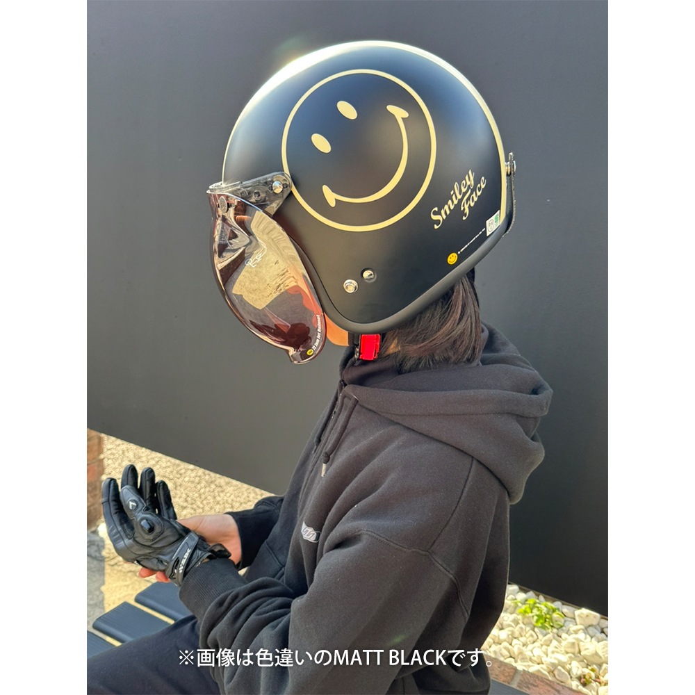 godblinc ゴッドブリンク Smiley Face ジェットヘルメット DARK GRAY SF0012　【あるふぁここ プラザ店】