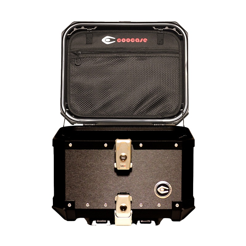 COOCASE クーケース バイク用 アルミ トップケース 45L ヘアライン ブラック CCX450HB マルチポケット付き【あるふぁここ プラザ店】