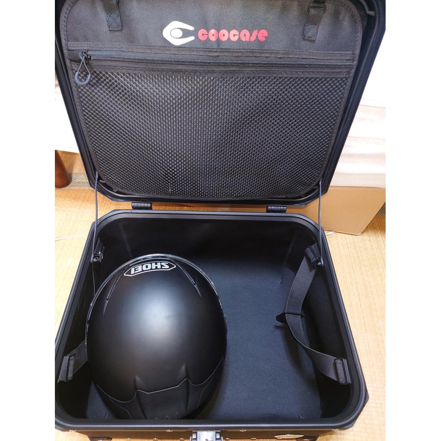 COOCASE クーケース バイク用 アルミトップケース 55L ヘアライン ブラック CCX550HB マルチポケット付き【あるふぁここ プラザ店】