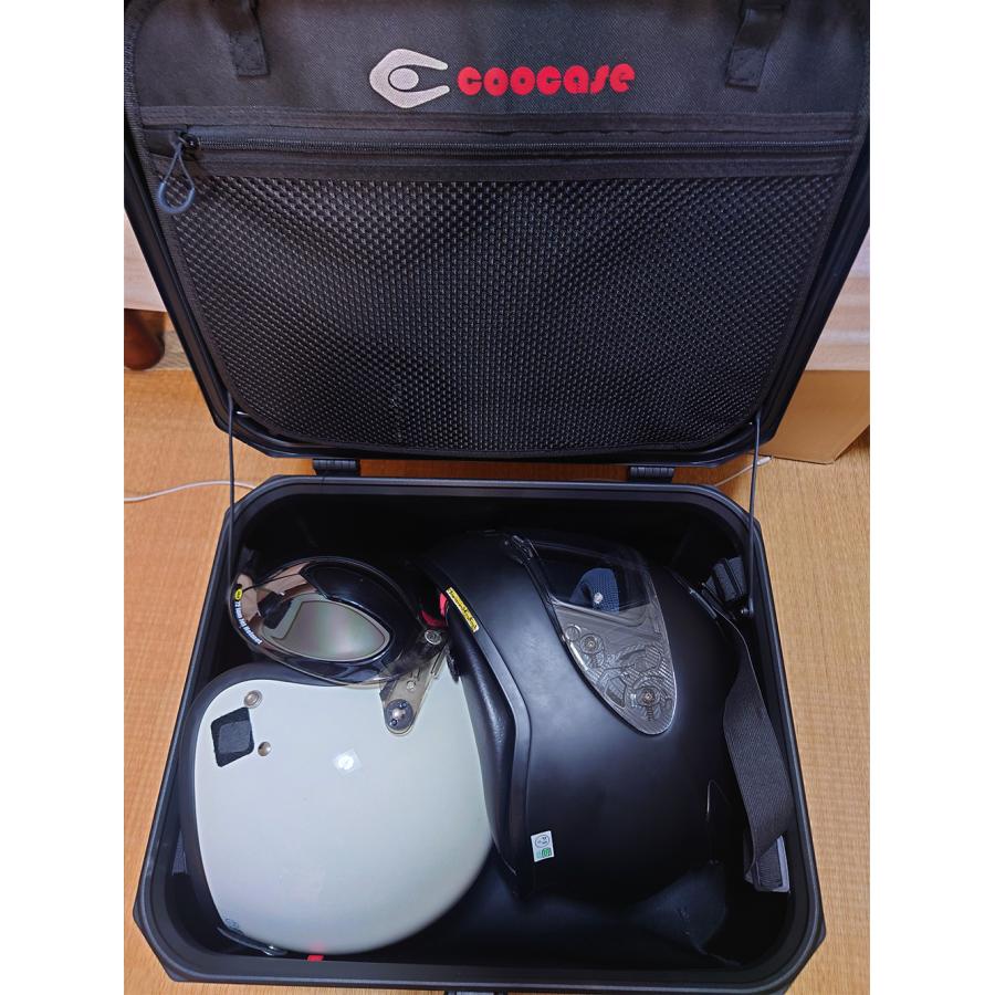 COOCASE クーケース バイク用 アルミトップケース 55L ヘアライン ブラック CCX550HB マルチポケット付き【あるふぁここ プラザ店】