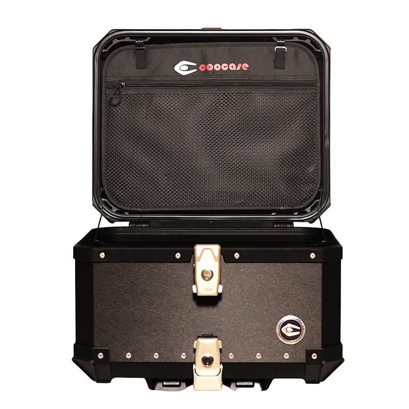 COOCASE クーケース バイク用 アルミトップケース 55L ヘアライン ブラック CCX550HB マルチポケット付き【あるふぁここ プラザ店】
