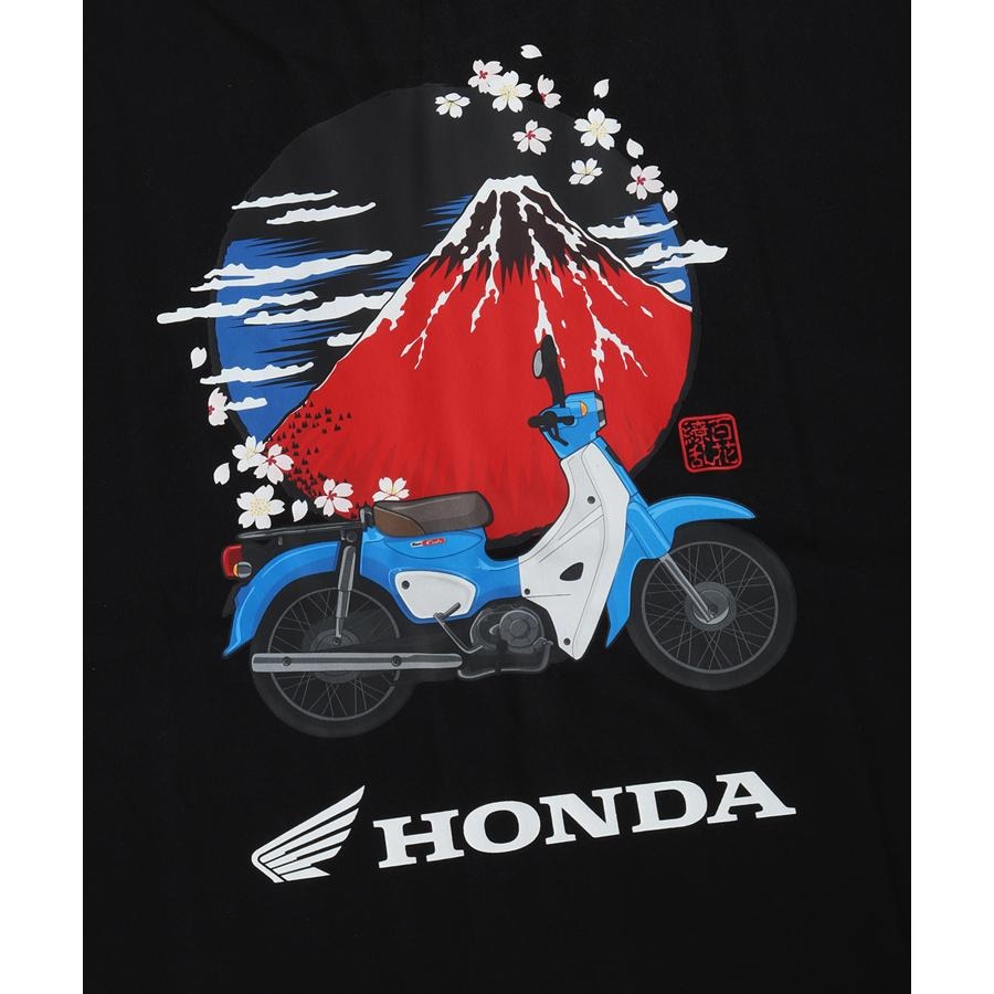HONDA×百花繚乱 Tシャツ 赤富士×SuperCub SKHH007【あるふぁここ プラザ店】