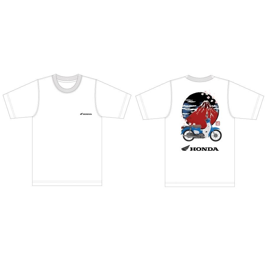 HONDA×百花繚乱 Tシャツ 赤富士×SuperCub SKHH007【あるふぁここ プラザ店】