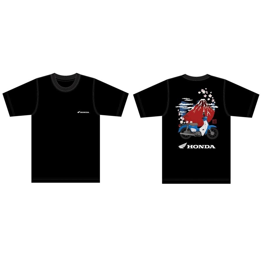 HONDA×百花繚乱 Tシャツ 赤富士×SuperCub SKHH007【あるふぁここ プラザ店】