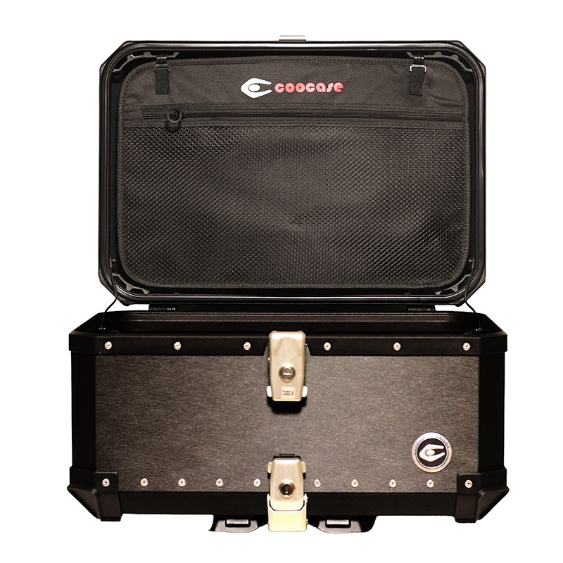 COOCASE クーケース バイク用 アルミトップケース 65L ヘアライン ブラック CCX650HB マルチポケット付き【あるふぁここ プラザ店】