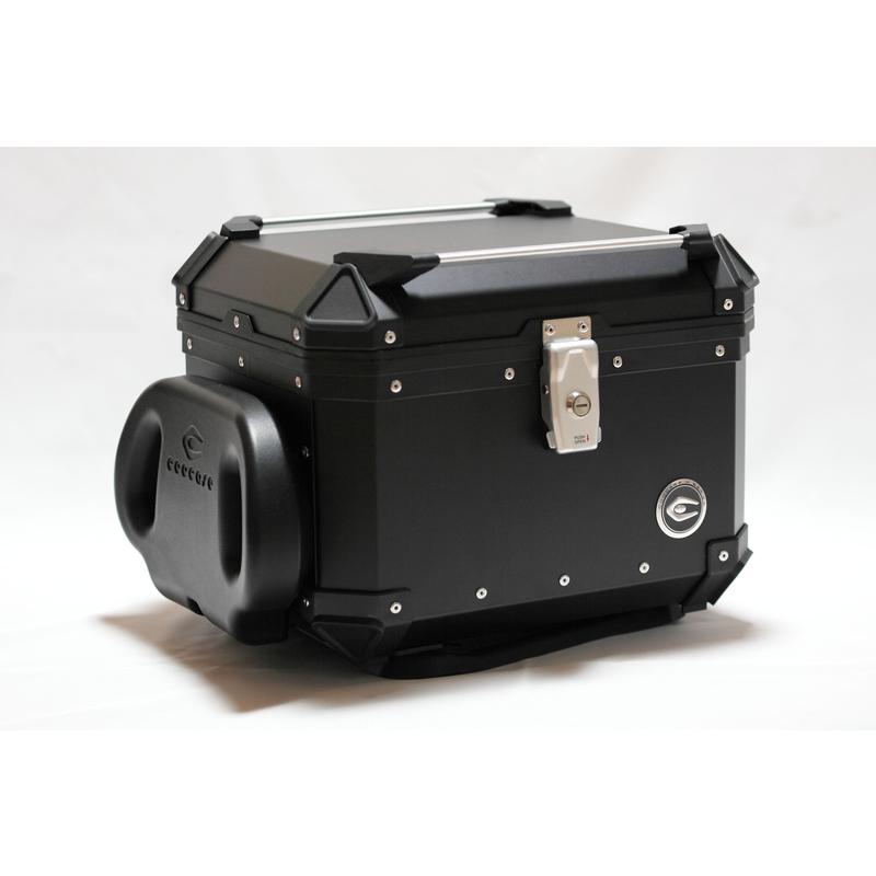 COOCASE クーケース バイク用 リア アルミ トップケース Q1 45L アジャスタブルバックレスト 標準装備 サイドオープンタイプ ブラック CABS450B【あるふぁここ プラザ店】
