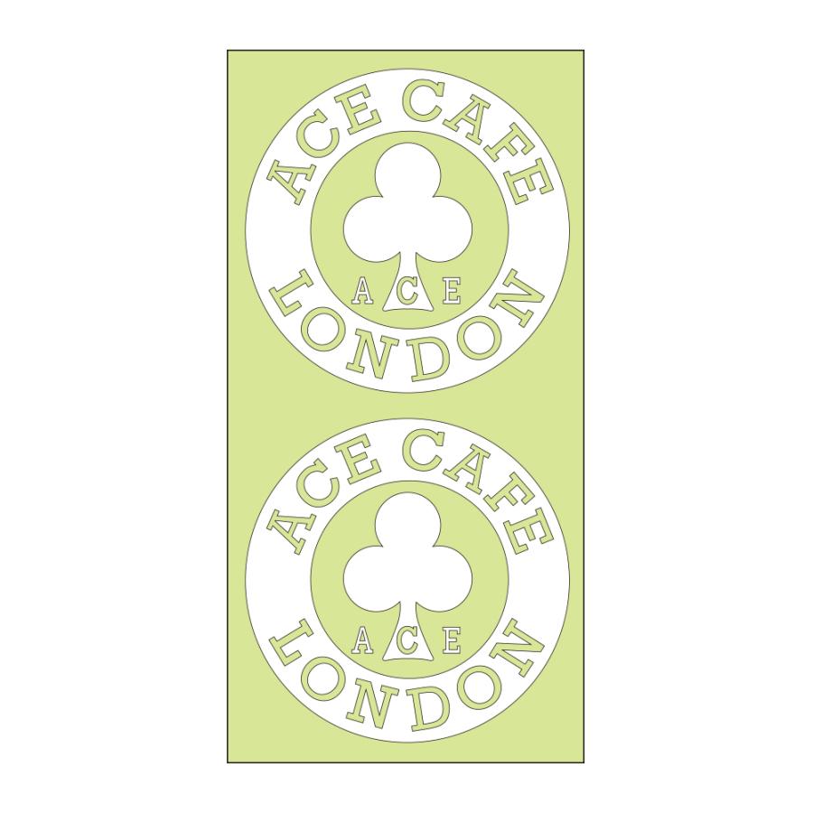 エース カフェ ロンドン ステッカー ACE CAFE LONDON デカール サークル φ50　2枚入り ブラック ホワイト【あるふぁここ プラザ店】