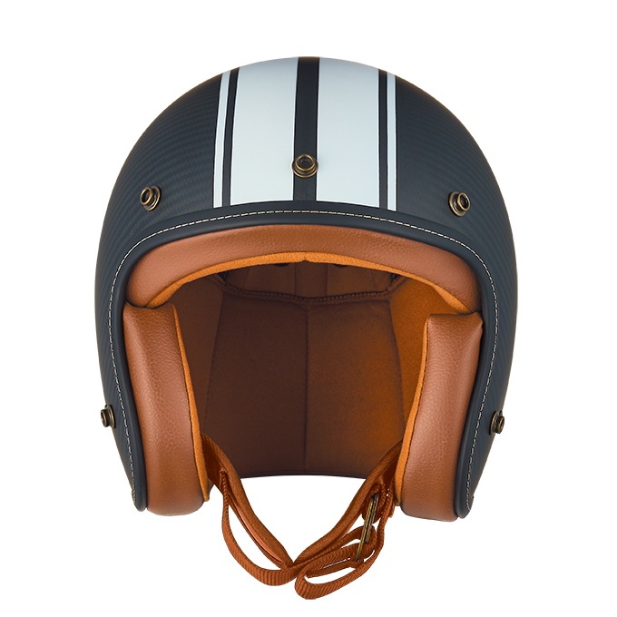 ZEALOT ジーロット godblinc ゴッドブリンク ジェットヘルメット FlyboyJet2 フライボーイジェット2 CARBON HYBRID STD MATT GRAPHIC WHITE STRIPE/BROWN FJ0021【あるふぁここ プラザ店】