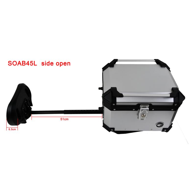 COOCASE クーケース バイク用 リア アルミ トップケース Q1 45L アジャスタブルバックレスト 標準装備 サイドオープンタイプ シルバー CABS450S【あるふぁここ プラザ店】