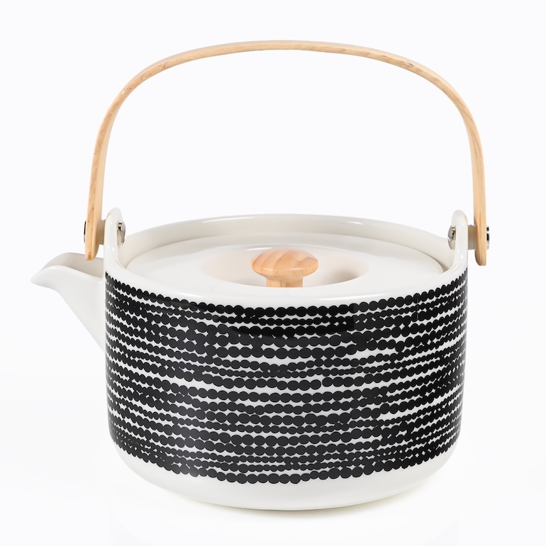 マリメッコ marimekko ティーポット 急須 700ml シイルトラプータルハ ボーダー SIIRTOLAPUUTARHA ブラック ホワイト 063305 190 北欧食器 洋食器 【スペシャルラッピング1100円(別売り)】