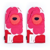 マリメッコ marimekko ミトン 鍋つかみ ペア 2個セット Pieni Unikko ピエニ ウニッコ ホワイト×レッド 064158 001 (069807 001)