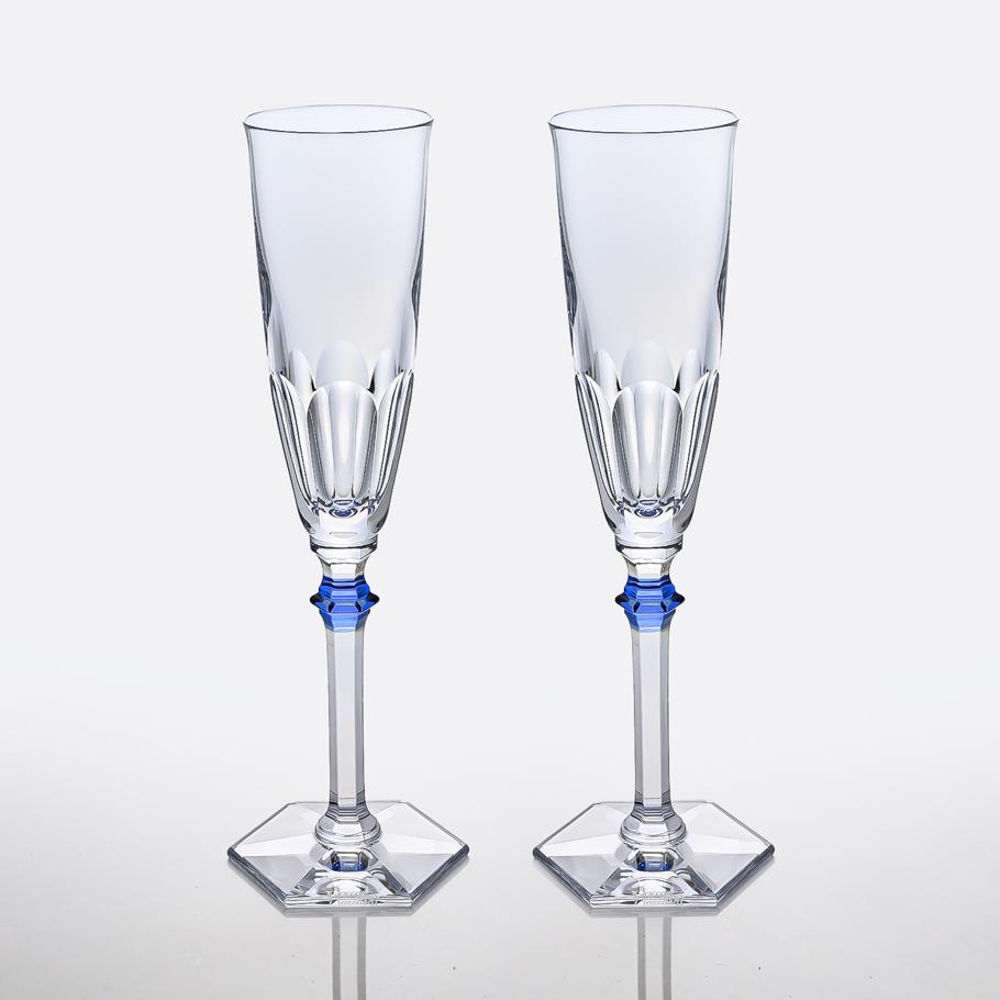 バカラ 名入れ対応 Baccarat グラス シャンパンフルート ペア アルクール イヴ ブルーボタン 25cm 2811092 【熨斗対応】 洋食器 <br>【スペシャルラッピング1100円(別売り)】