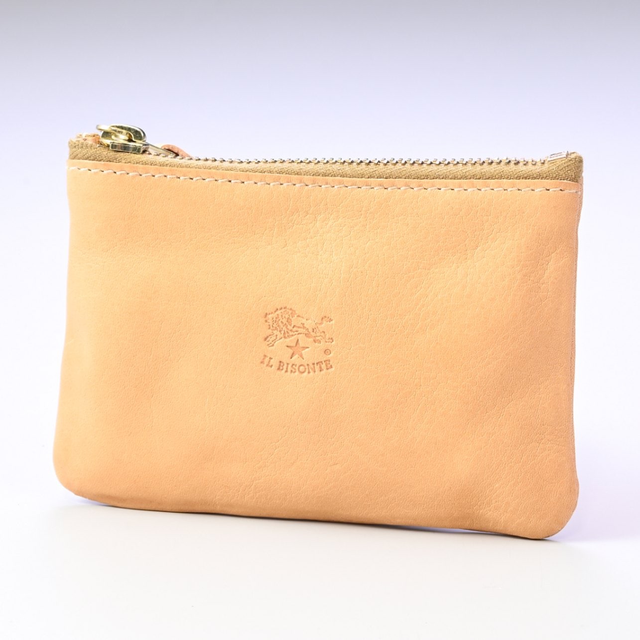 イルビゾンテ IL BISONTE コインケース カウハイドレザー ファスナー 小銭入れ ナチュラル ヌメ C0898 P 120 箔押し名入れ可有料【スペシャルラッピング660円(別売り)】