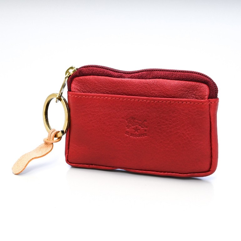 イルビゾンテ IL BISONTE コインケース メンズ レディース カウハイドレザー ファスナー 小銭入れ レッド C0747 P 245【スペシャルラッピング660円(別売り)】