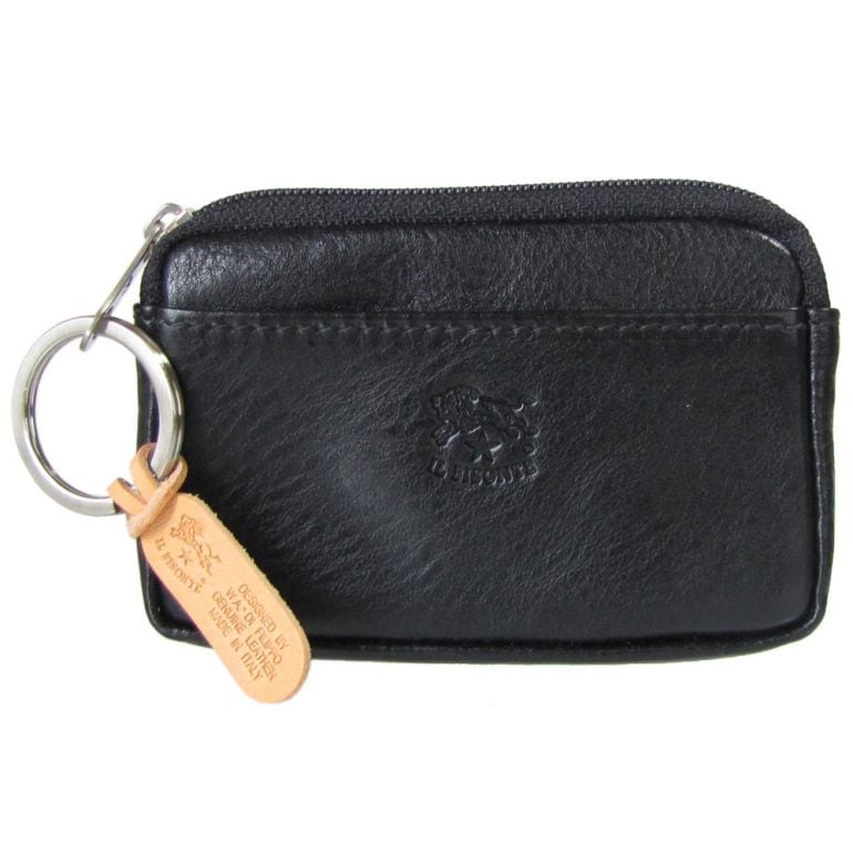 イルビゾンテ IL BISONTE コインケース カウハイドレザー ファスナー 小銭入れ ブラック シルバー C0747 P 153N【スペシャルラッピング660円(別売り)】