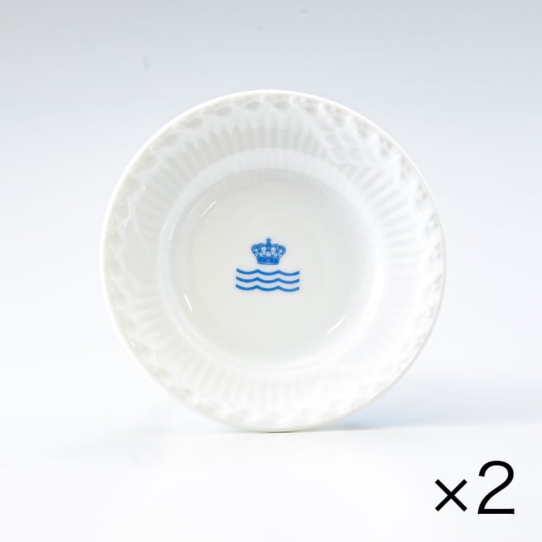 純正箱付 ロイヤルコペンハーゲン ミニプレート 2枚セット ホワイトフルーテッド ハーフレース RCロゴ 小皿 11cm 2215612 イタリア限定 日本未発売 北欧食器 洋食器 【スペシャルラッピング660円(別売り)】