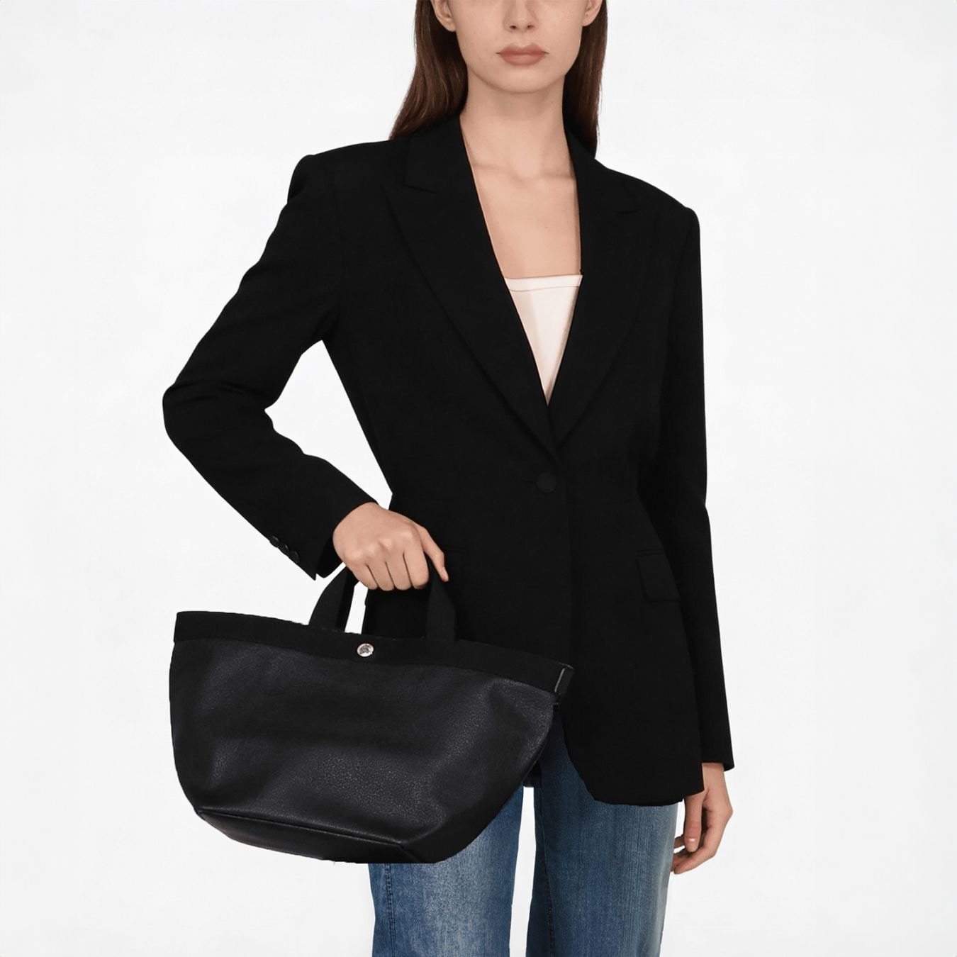 エルベシャプリエ トートバッグ レディース 舟形 M リュクス コーテッドキャンバス ノワール 707GP 09