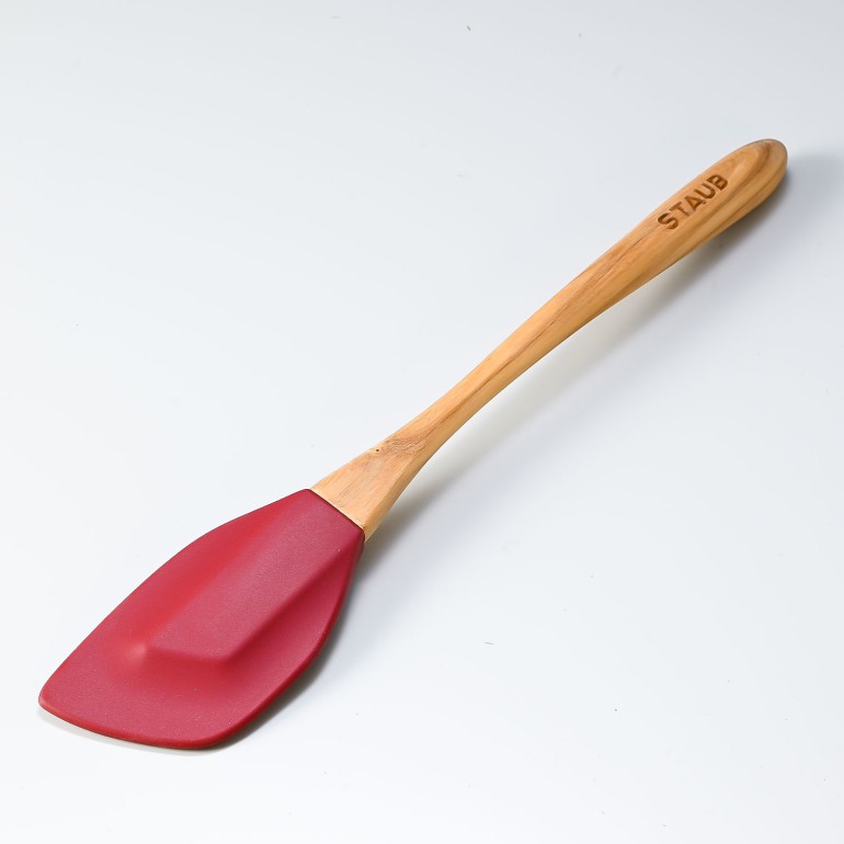 ストウブ staub スパチュラ シリコン ヘラ Mサイズ オリーブウッド レッド 調理器具 キッチン用品 40509-241-0 6553187 洋食器
