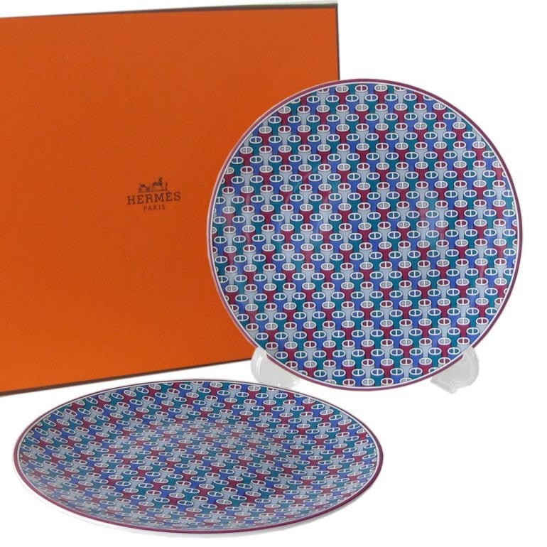 エルメス HERMES タイ・セット TIE SET ガーネット 14cm ブレッド&バタープレート ペア 040112p2 小皿 洋食器  【スペシャルラッピング660円(別売り)】