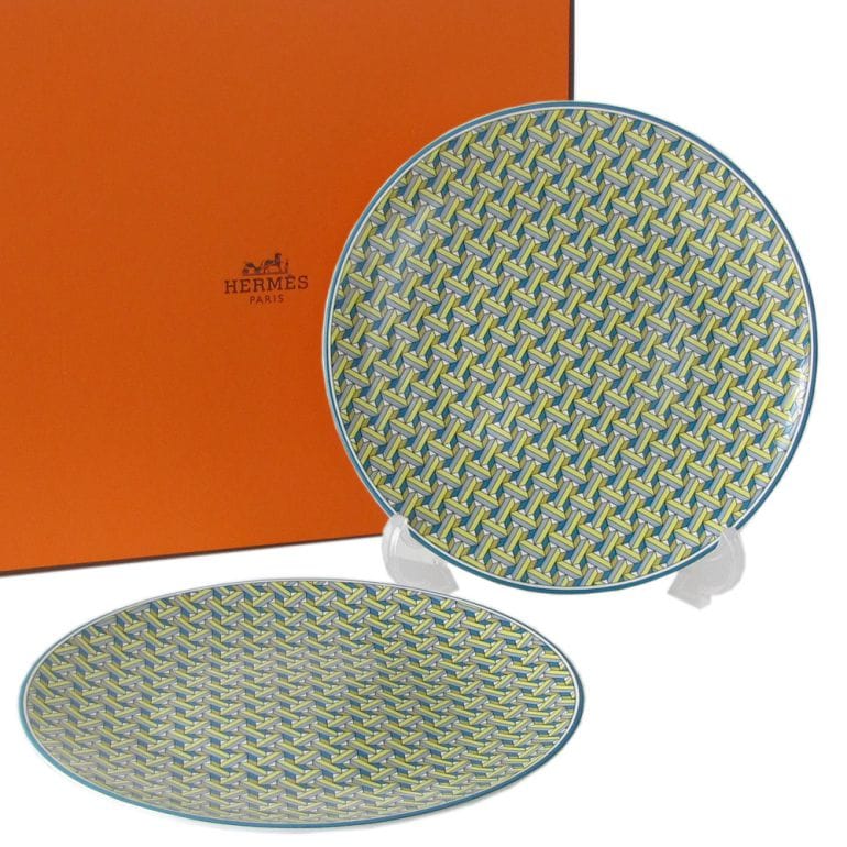 エルメス HERMES タイ・セット TIE SET ミント 14cm ブレッド&バタープレート ペア 040212p2 小皿 洋食器  【スペシャルラッピング660円(別売り)】