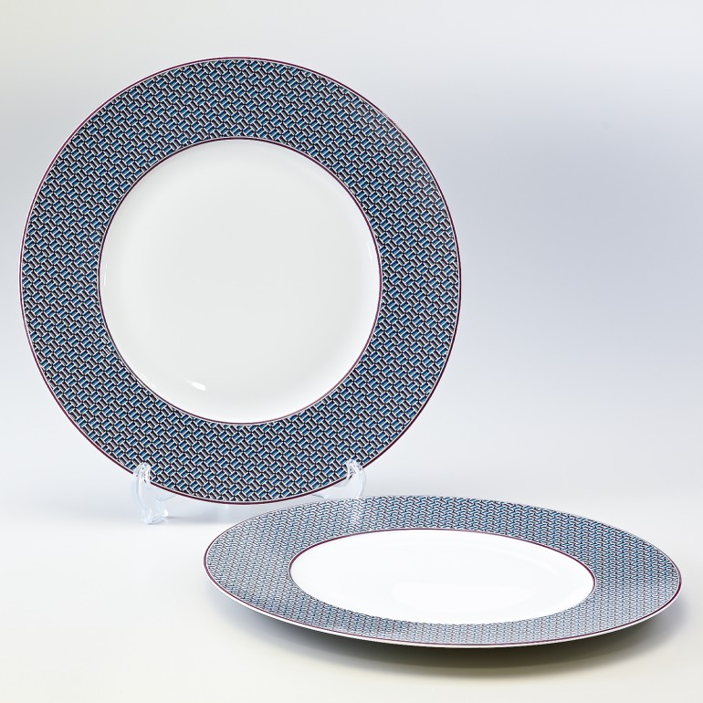 エルメス HERMES タイ・セット TIE SET ガーネット 30cm ディナープレート ペア 040101p2 大皿 洋食器  【スペシャルラッピング1100円(別売り)】