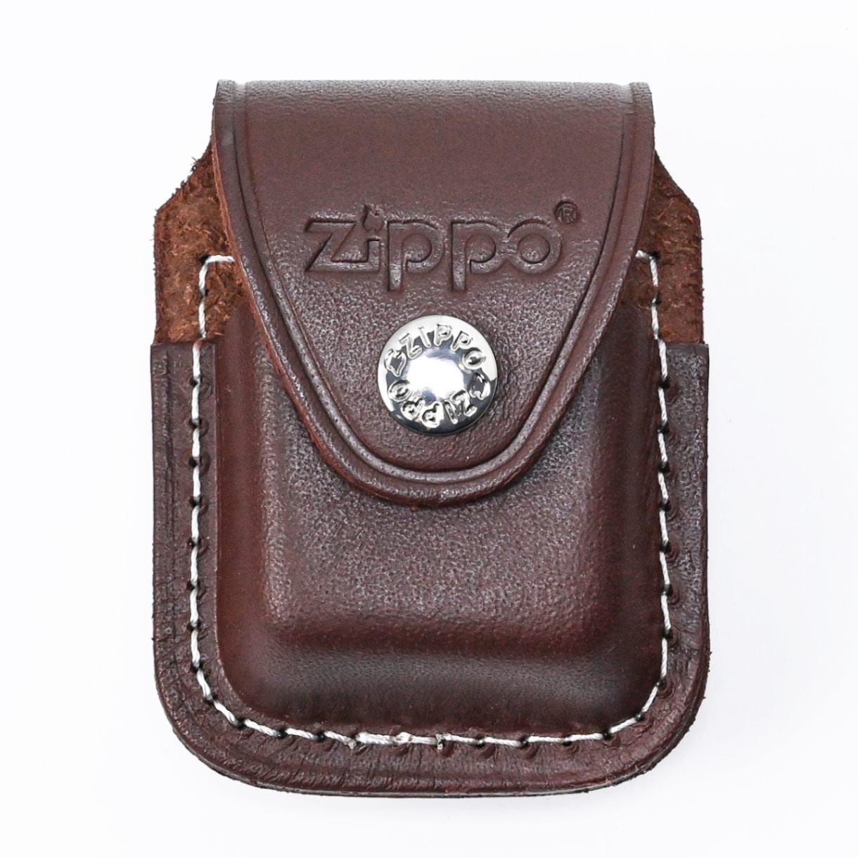 ジッポケース 専用ケース 革ポーチ クリップ留め ZIPPO純正 アクセサリ ブラウン LPCB 名入れ可有料 箔押し