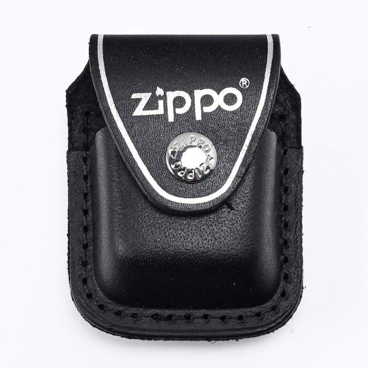 ジッポケース 専用ケース 革ポーチ クリップ留め ZIPPO純正 アクセサリ ブラック LPCBK 名入れ可有料 箔押し