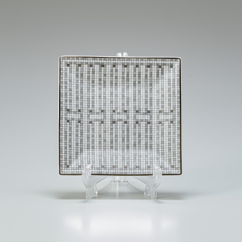 エルメス HERMES モザイク ヴァンキャトル プラチナ 35042P 11cm プチカレ スクエアプレート No.2 洋食器  【スペシャルラッピング660円(別売り)】