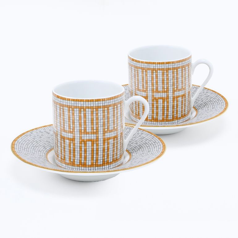 エルメス HERMES モザイク ヴァンキャトル 26017P2 コーヒーカップ&ソーサー ペア 100ml 洋食器 カップアンドソーサー 【スペシャルラッピング660円(別売り)】