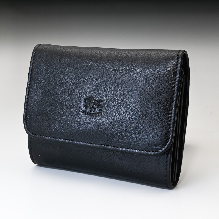 イルビゾンテ IL BISONTE 財布 二つ折り財布 ミニ財布 メンズ レディース ラウンドファスナー バケッタレザー NERO ネロ C0883 P 153【スペシャルラッピング660円(別売り)】