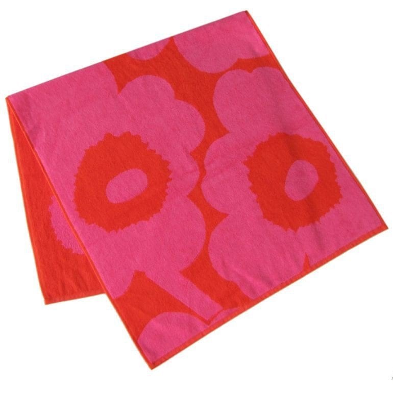 マリメッコ marimekko ゲストタオル 100×50cm フェイスタオル UNIKKO ウニッコ レッド×ピンク 063630 330 名入れ 北欧雑貨 北欧デザイン