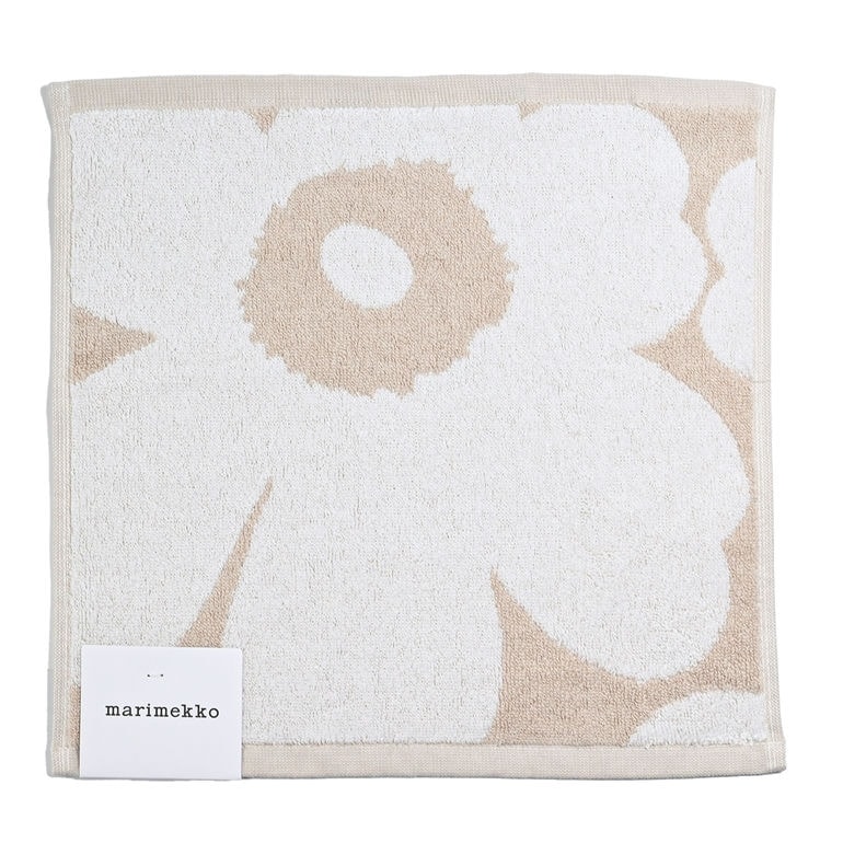 マリメッコ marimekko タオル ハンドタオル ミニタオル ハンカチ 30×30cm UNIKKO ウニッコ ベージュ×ホワイト 072792-810（070233 810） 名入れ 刺しゅう可有料 北欧雑貨 北欧デザイン  クロネコゆうパケット限定 送料無料<br>【スペシャルラッピング660円(別売り)】
