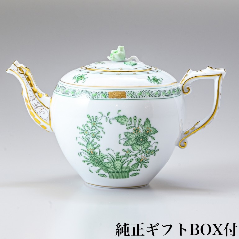 純正BOX付 ヘレンド ティーポット インドの華 洋食器 手描き 800ml 606009 FV 【00606009-FV】