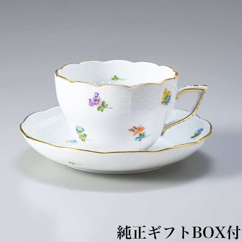 純正BOX付 ヘレンド ティーカップ&ソーサー ミルフルール 洋食器 200ml 手描き 兼用カップ（ティー・コーヒー） 730000 MF 【00730000-MF】 カップアンドソーサー 【スペシャルラッピング660円(別売り)】