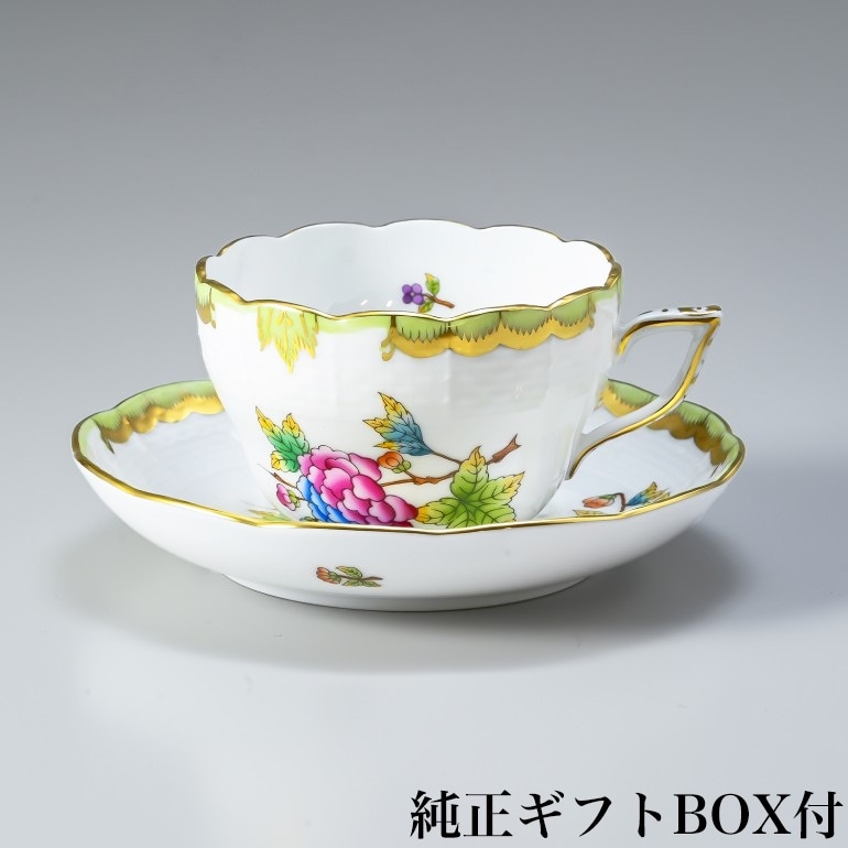 純正BOX付 ヘレンド ティーカップ&ソーサー ヴィクトリアブーケ 洋食器 200ml 手描き 兼用カップ（ティー・コーヒー） 730000 VBO 【00730000-VBO】 カップアンドソーサー 【スペシャルラッピング660円(別売り)】