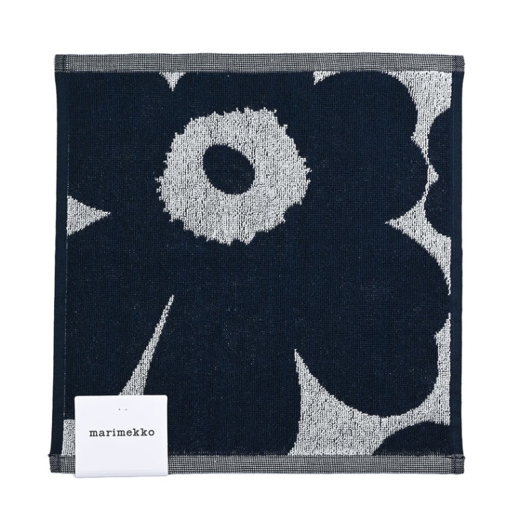 マリメッコ marimekko タオル ハンドタオル ミニタオル レディース UNIKKO ウニッコ ハンカチ ホワイト×ダークブルー 070528 851 名入れ 刺しゅう可有料 北欧雑貨 北欧デザイン  クロネコゆうパケット限定 送料無料<br>【スペシャルラッピング660円(別売り)】