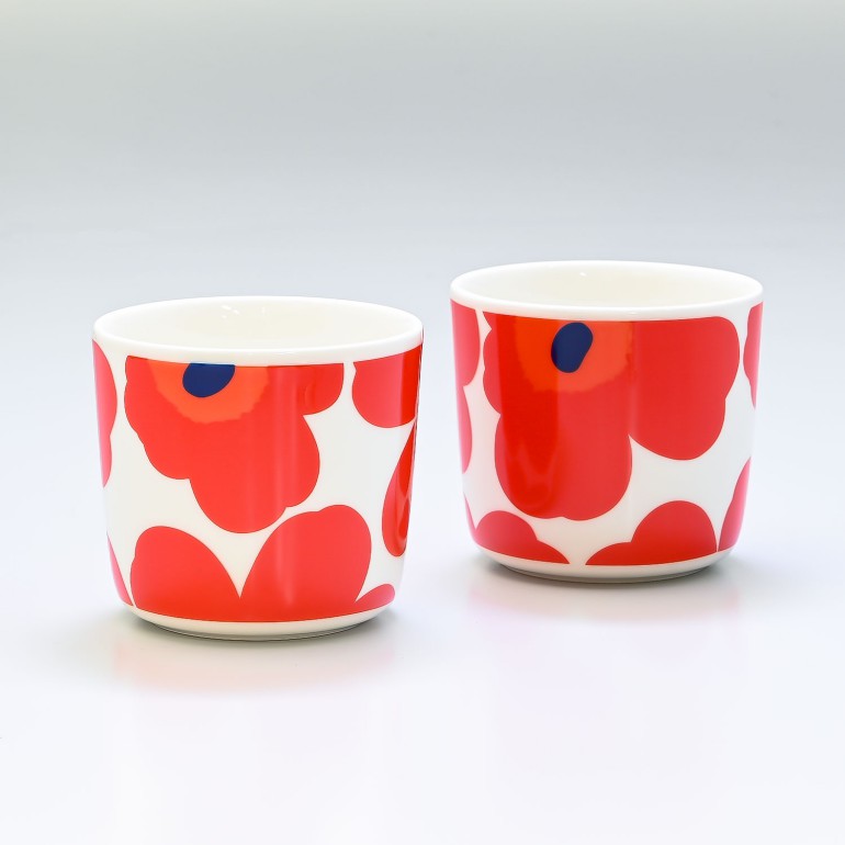 【名入れ可有料】マリメッコ ラテマグ ペア 2個セット Unikko ウニッコ コーヒーカップ スモール ホワイト×レッド×ブラック 067849 001 北欧食器 洋食器【スペシャルラッピング660円(別売り)】