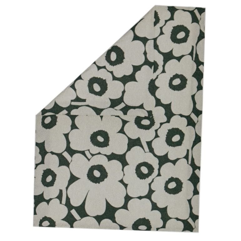 マリメッコ marimekko デュベカバー Unikko ウニッコ 掛け布団カバー シングル 150×210cm コットン（アイボリー）×ダークグリーン 070870 681 北欧雑貨 北欧デザイン【スペシャルラッピング660円(別売り)】