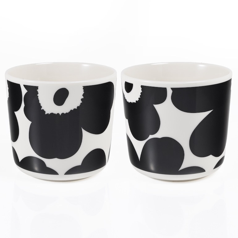 【名入れ可有料】マリメッコ marimekko ラテマグ ペア 2個セット UNIKKO ウニッコ コーヒーカップ スモール ブラック×ホワイト 070637 190 北欧食器 洋食器【スペシャルラッピング660円(別売り)】
