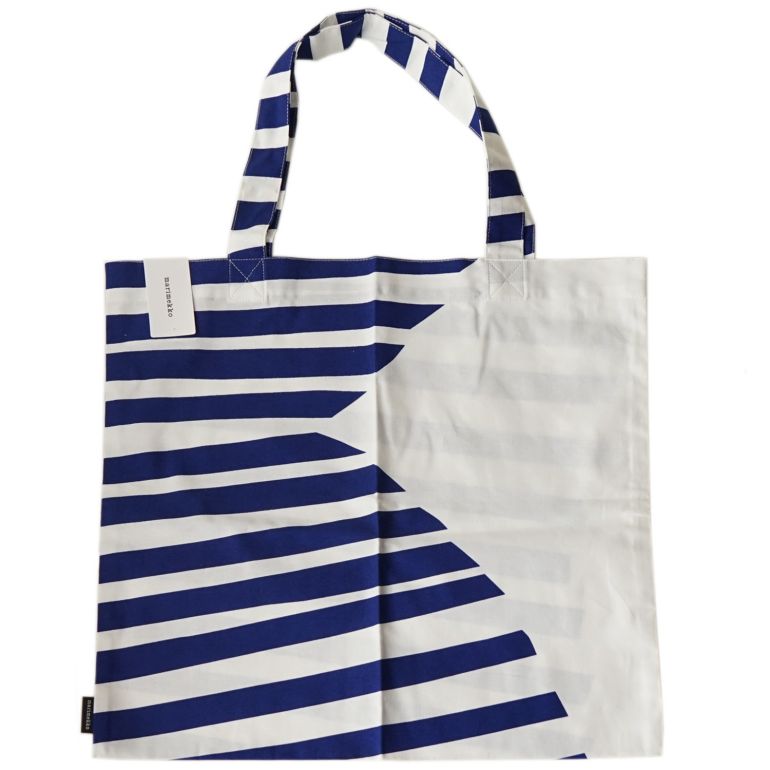 マリメッコ marimekko バッグ トートバッグ Uimari ウイマリ ファブリック マリンブルー×ホワイト 070828 150 名入れ 刺しゅう可有料 北欧雑貨 北欧デザイン