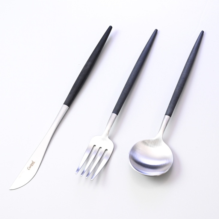 クチポール Cutipol GOA ゴア ブラック デザートナイフ デザートフォーク デザートスプーン 3本セット 3点セット 【名入れ可有料】 ハンドメイド カトラリー 洋食器