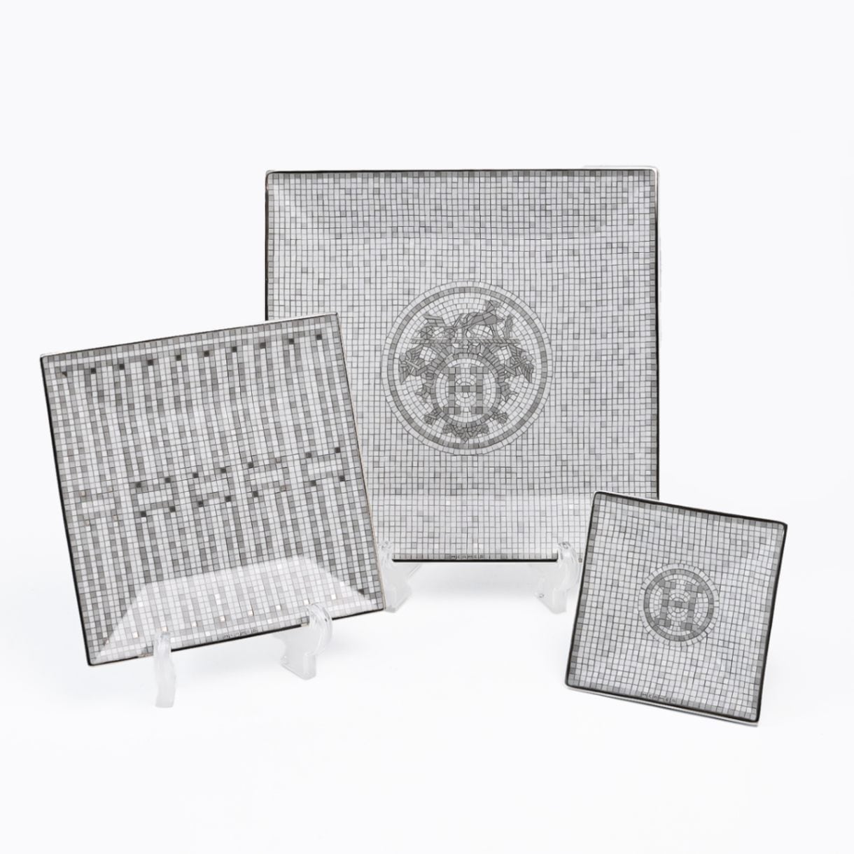 HERMES プチカレ スクエアプレート モザイク ヴァンキャトル プラチナ エルメス HERMES モザイク ヴァンキャトル プラチナ プチカレ
