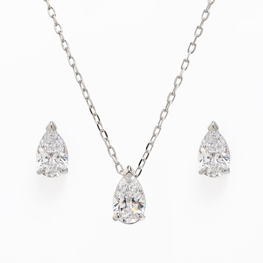 スワロフスキー SWAROVSKI ネックレス ピアス セット Attract Pear アトラクト ペア シルバー 5569174【スペシャルラッピング660円(別売り)】