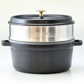 ストウブ staub ピコ ココット ラウンド 26cm スチーマーセット 鋳物 ホーロー 鍋 なべ 蒸し器 調理器具 ブラック 5.2L 1133825 (40510-606-0) 名入れ可有料 洋食器 【スペシャルラッピング大B対応(別売り)】