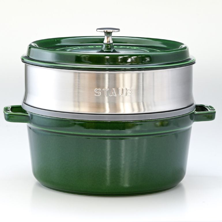 ストウブ staub ピコ ココット ラウンド 26cm スチーマーセット 鋳物 ホーロー 鍋 なべ 蒸し器 調理器具 バジルグリーン 5.2L 1133885 (40510-603-0) 名入れ可有料 洋食器 【スペシャルラッピング1100円(別売り)】
