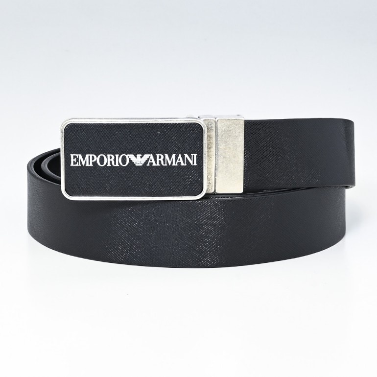 エンポリオ アルマーニ EMPORIO ARMANI ベルト リバーシブル メンズ ロゴ プレートブラック 幅3.5cm ストリンガシステム対応 Y4S473 Y082G 88001【スペシャルラッピング660円(別売り)】
