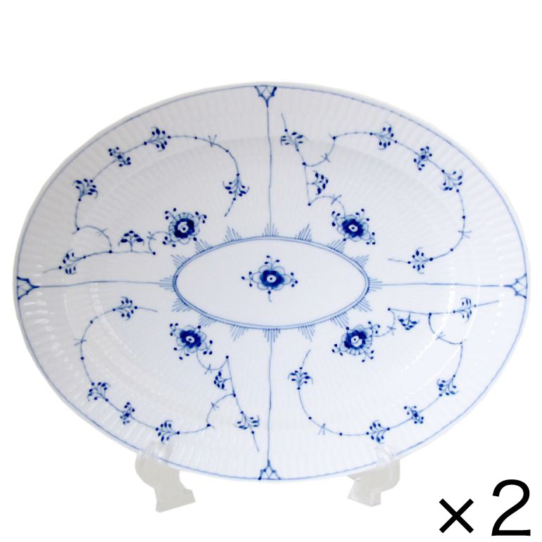 2個セット ロイヤルコペンハーゲン ブルーフルーテッド プレイン プレート オーバルディッシュ 30.5cm 1101373 北欧食器 洋食器 ROYAL COPENHAGEN【スペシャルラッピング660円(別売り)】
