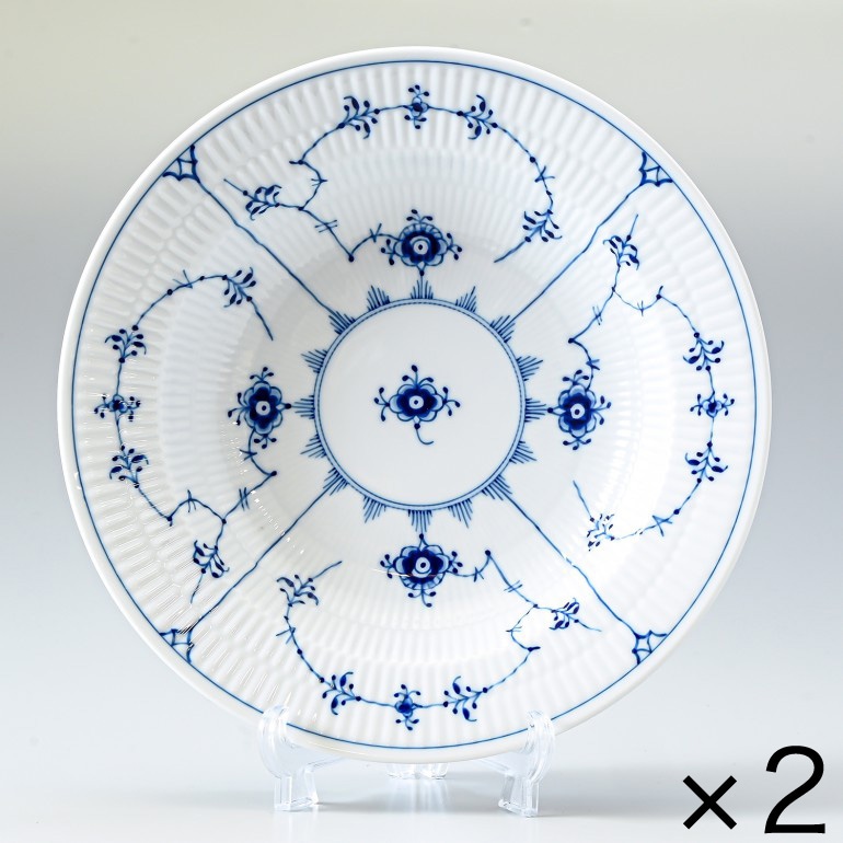 2個セット ロイヤルコペンハーゲン ブルーフルーテッド プレイン ディーププレート 21cm 1101604 1017195 北欧食器 洋食器 ROYAL COPENHAGEN【スペシャルラッピング660円(別売り)】