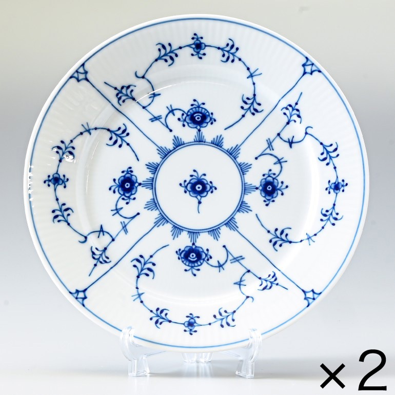 2個セット ロイヤルコペンハーゲン ブルーフルーテッド プレイン 22cm プレート フラット 1101622 1017200 北欧食器 洋食器 ROYAL COPENHAGEN【スペシャルラッピング660円(別売り)】