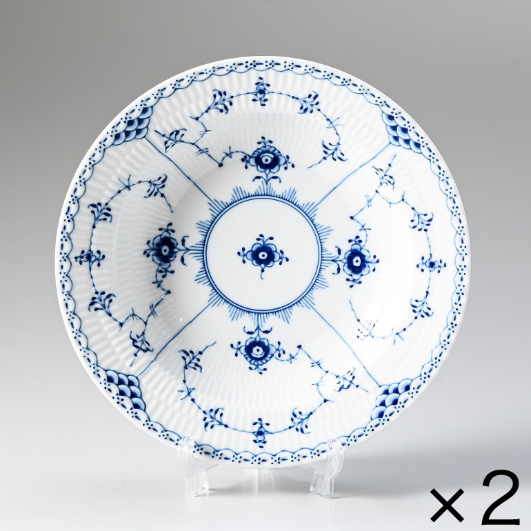 2個セット ロイヤルコペンハーゲン ブルーフルーテッド ハーフレース ディーププレート 21cm 1102604 1017221 北欧食器 洋食器 ROYAL COPENHAGEN【スペシャルラッピング660円(別売り)】